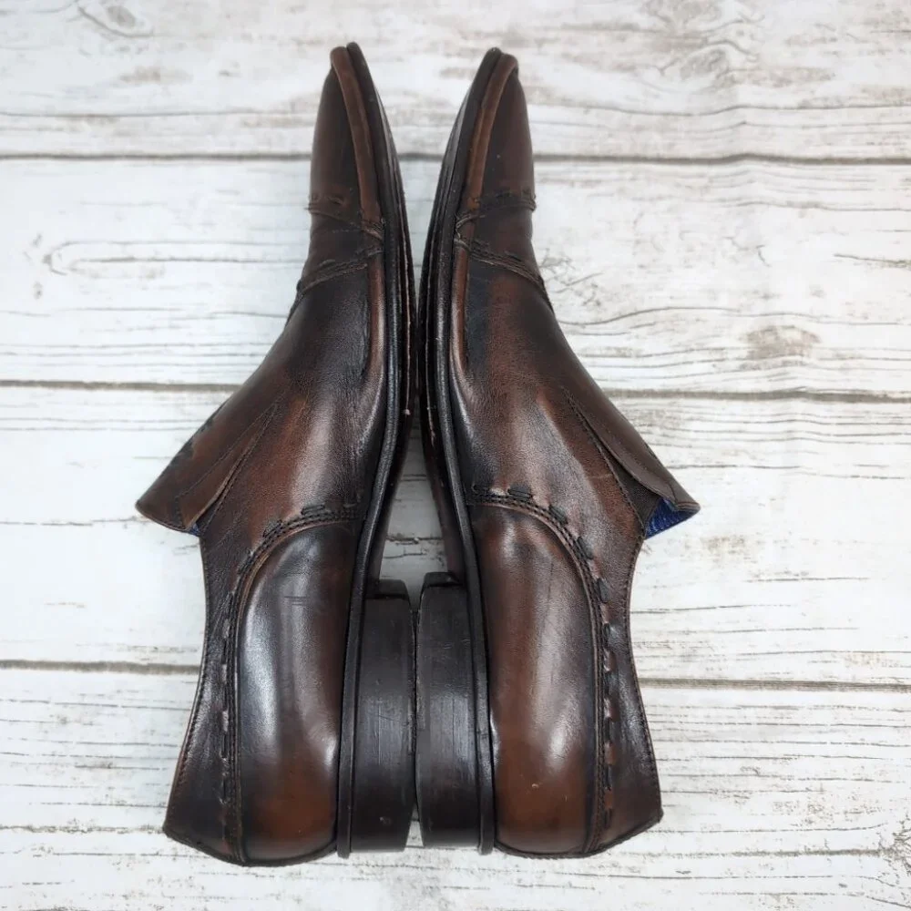 Mark Nason Rock Never Dies Distressed Brown Square Toe Loafers Size 10